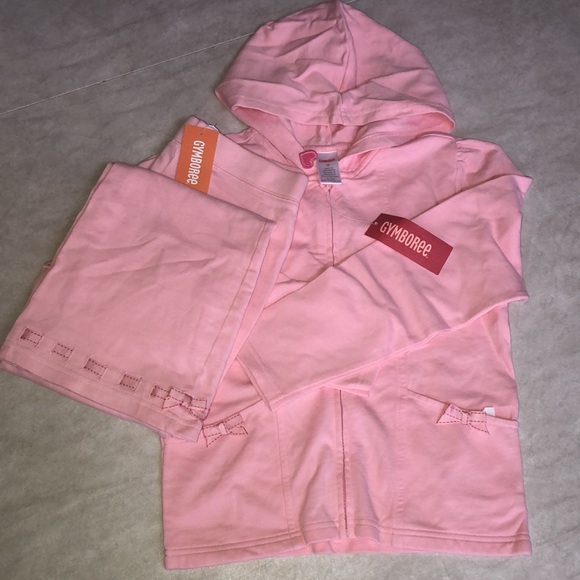 Gymboree Pink Heart Hoodie Zip Up Cotton Jacket Sweater Cotton Pants Set Size 10 - Picture 8 of 12